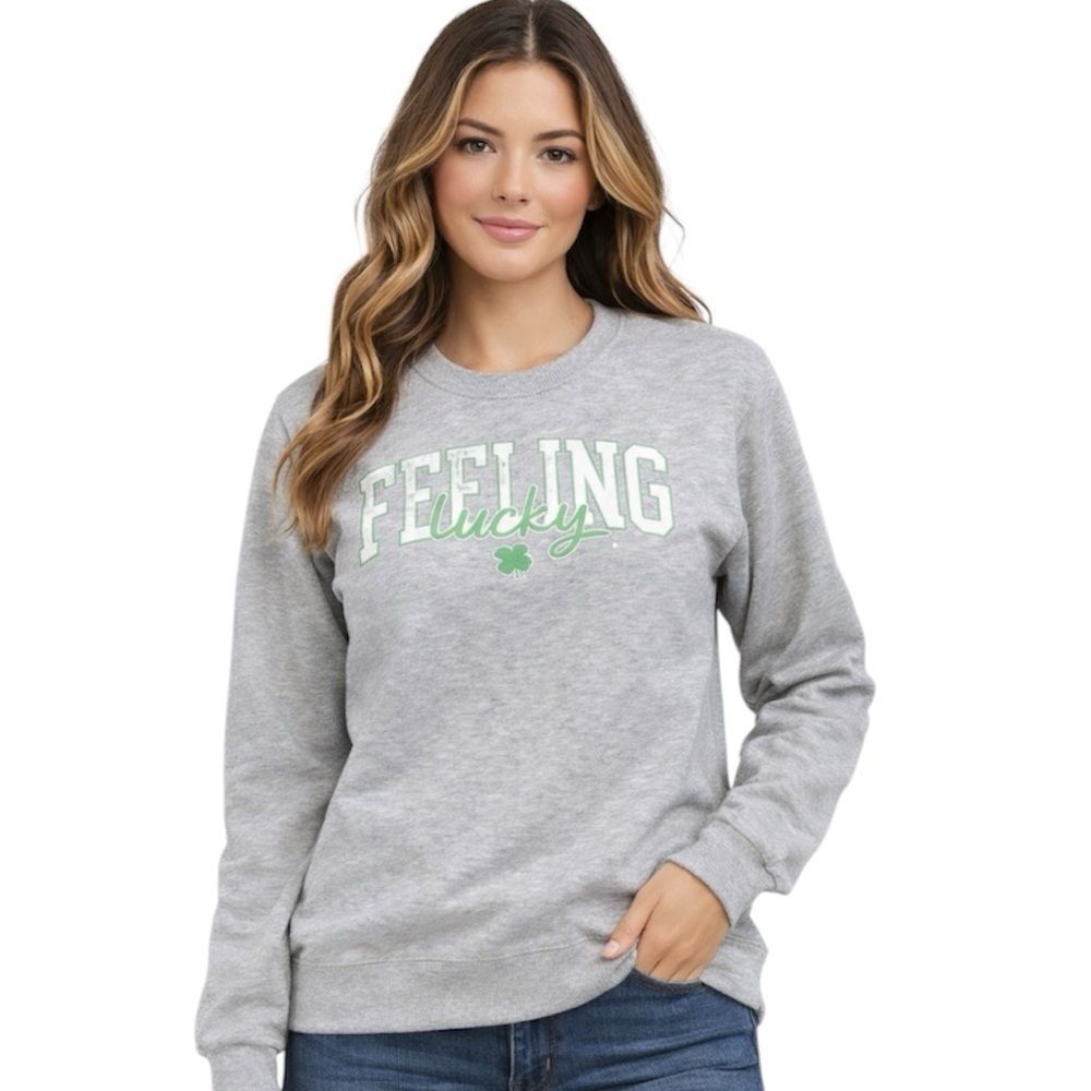 Amazon Women's Gray Crewneck Sweatshirt Small St. Patrick's Day Embroidered